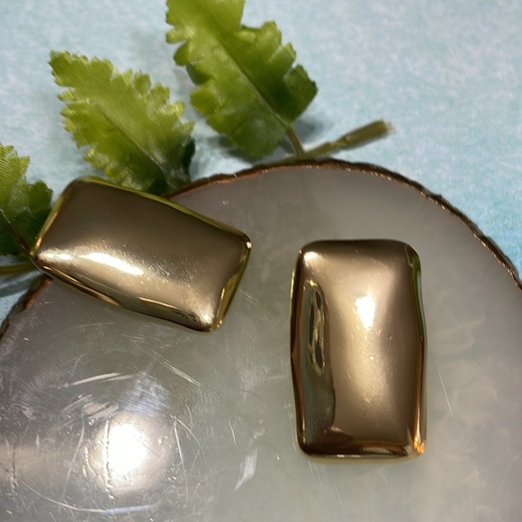 Gold Rectangle Earrings - Picture 10 of 15